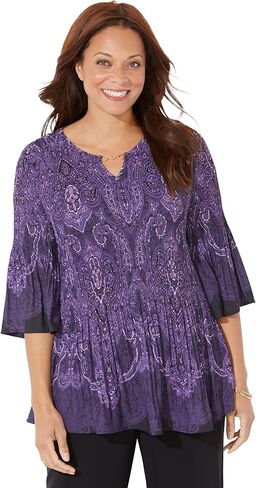 Catherines Women's Plus Size Affinity Chain Pleated Blouse in Saudi Arabia