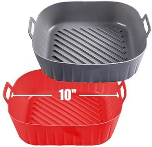 Golden Associate Silicone Liners Square for Air Fryer, 2 Pcs Non-stick Food-grade Reusable Basket Silicone Pot Baking Tray Airfryer Accessories, Top Size 9 inches, Bottom Size 8 inches in Saudi Arabia