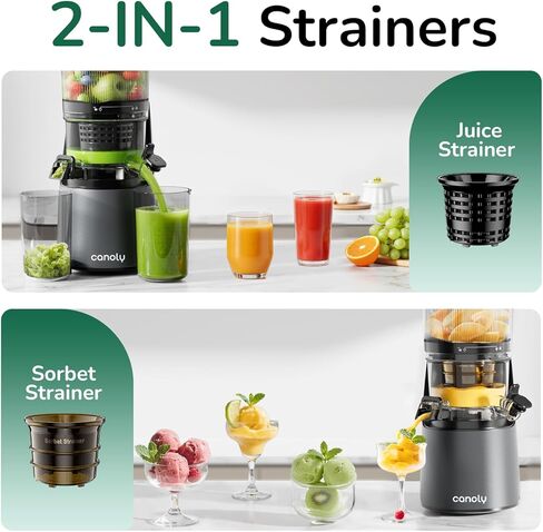 Cold Press Juicer, Masticating Juicer with Quiet Motor, Supports Whole Fruits and Vegetables, Reverse Function, Easy to Clean with Brush in Kuwait