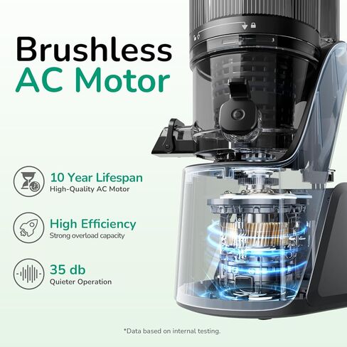 Cold Press Juicer, Masticating Juicer with Quiet Motor, Supports Whole Fruits and Vegetables, Reverse Function, Easy to Clean with Brush in Kuwait