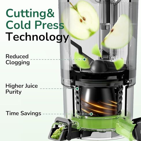 Cold Press Juicer, Masticating Juicer with Quiet Motor, Supports Whole Fruits and Vegetables, Reverse Function, Easy to Clean with Brush in Kuwait