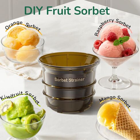 Cold Press Juicer, Masticating Juicer with Quiet Motor, Supports Whole Fruits and Vegetables, Reverse Function, Easy to Clean with Brush in Kuwait