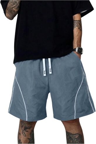 Men's Y2K Drippy Shorts Summer Striped Baggy Track Shorts with Pockets Workout Sport Casual Gym Streetwear in Saudi Arabia