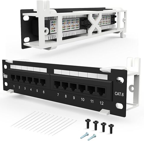 Patch Panel 12 Port Keystone Patch Panel with 89d Wall Mount Bracket for Efficient Cable Management in Kuwait