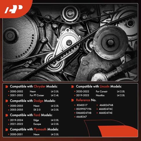A-Premium Engine حزام Serpentine Drive متوافق مع Ford Escape 2021-2022 و Edge 2019-2023 و Lincoln Nautilus و Corsair & Chrysler PT Cruiser و Neon & Dodge Neon و SX 2.0 & Plymouth Neon ، 2.0L 2.4L 2.4L in Saudi Arabia