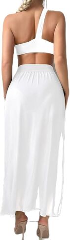 Women's 3 Piece Bathing Suits One Shoulder Bikini Set with Cover Up Skirts in Saudi Arabia