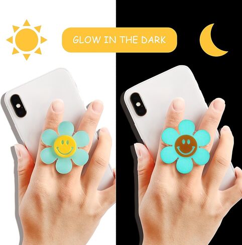 قبضة هاتف زهرة مبتهجة مبتهجة - مشرقة ، قابلة للتوسيع ، قابلة للطي - لمسة مريحة ، قبضة آمنة (برتقالية) in Kuwait