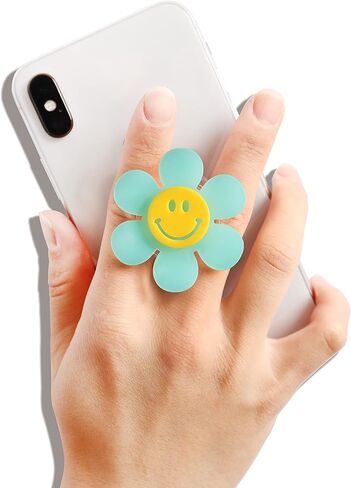 قبضة هاتف زهرة مبتهجة مبتهجة - مشرقة ، قابلة للتوسيع ، قابلة للطي - لمسة مريحة ، قبضة آمنة (برتقالية) in Kuwait