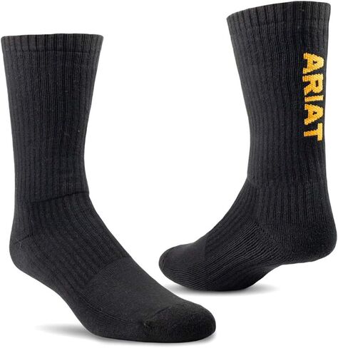 ARIAT MENS 2239-BLK MEN COTTON 3PK CREW SOCKS XL Black in Saudi Arabia