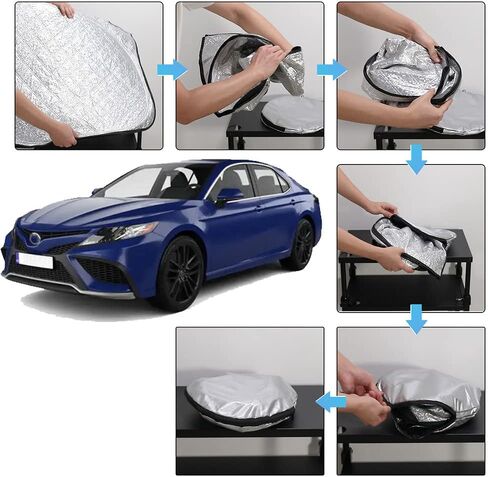 D -Lumina Windshield Sun Shade - متوافق مع Toyota Camry 2018 2019 2020 2021 2022 2023 2024 - ترقية 3 طبقات 240T مواد ، واقي شمس النافذة الأمامية القابلة للطي ، الشمس ، درع الحرارة in Saudi Arabia