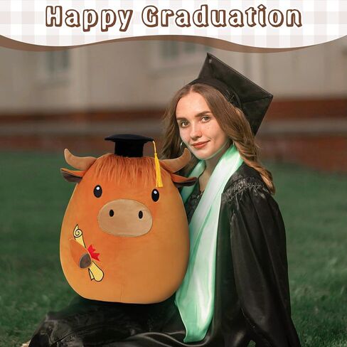 Graduation Stuffed Animal 18 Inch - Highland Cow Plush with Cap (Class of 2025) - Cute Graduation Gift for Kindergarten, Elementary & High School in Kuwait