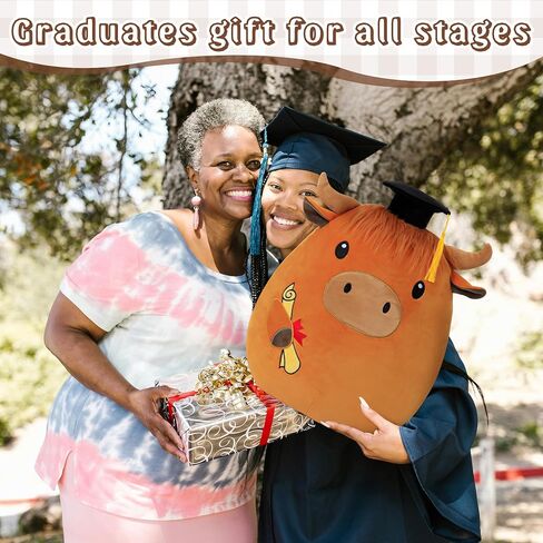Graduation Stuffed Animal 18 Inch - Highland Cow Plush with Cap (Class of 2025) - Cute Graduation Gift for Kindergarten, Elementary & High School in Kuwait