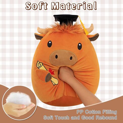 Graduation Stuffed Animal 18 Inch - Highland Cow Plush with Cap (Class of 2025) - Cute Graduation Gift for Kindergarten, Elementary & High School in Kuwait