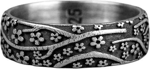 خاتم ساكورا زهرة الفضة ، خاتم الزفاف الياباني مع زهور ساكورا ، حلقة بارد ساكورا زهرة ، خاتم ياباني لعروس العريس in Kuwait