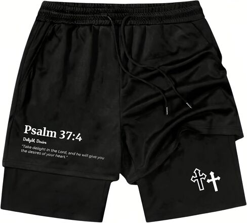 Psalms 91 Christian Short, Psalms 91 Christ Jesus Men Workout 2 in 1 Short in Kuwait