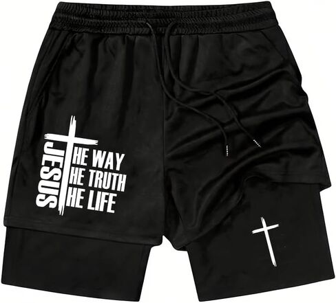 Psalms 91 Christian Short, Psalms 91 Christ Jesus Men Workout 2 in 1 Short in Saudi Arabia