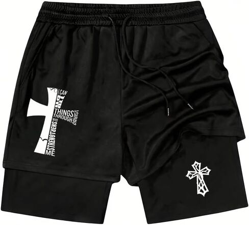 Psalms 91 Christian Short, Psalms 91 Christ Jesus Men Workout 2 in 1 Short in Saudi Arabia
