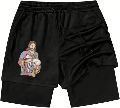 Psalms 91 Christian Short, Psalms 91 Christ Jesus Men Workout 2 in 1 Short in Saudi Arabia