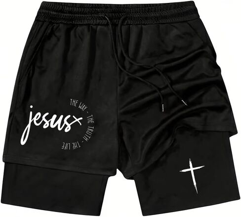 Psalms 91 Christian Short, Psalms 91 Christ Jesus Men Workout 2 in 1 Short in Saudi Arabia