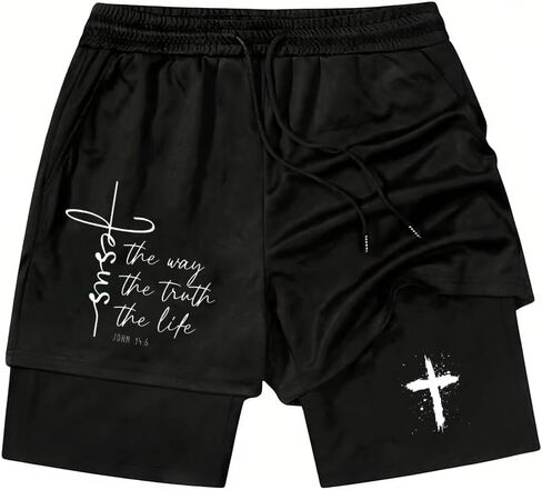 Psalms 91 Christian Short, Psalms 91 Christ Jesus Men Workout 2 in 1 Short in Saudi Arabia