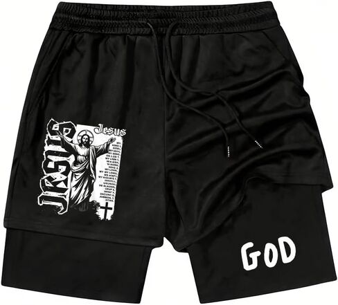 Psalms 91 Christian Short, Psalms 91 Christ Jesus Men Workout 2 in 1 Short in Saudi Arabia