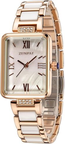 Senstone Women's Watch Rectangle Shell Dial الرخام من الفولاذ المقاوم للصدأ من الفولاذ المقاوم للصدأ سوار Wristwatch للنساء الساعات التناظرية الكوارتز in Saudi Arabia