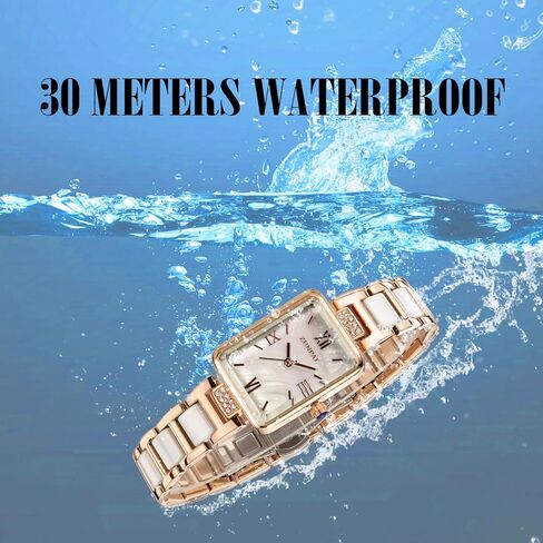 Senstone Women's Watch Rectangle Shell Dial الرخام من الفولاذ المقاوم للصدأ من الفولاذ المقاوم للصدأ سوار Wristwatch للنساء الساعات التناظرية الكوارتز in Saudi Arabia