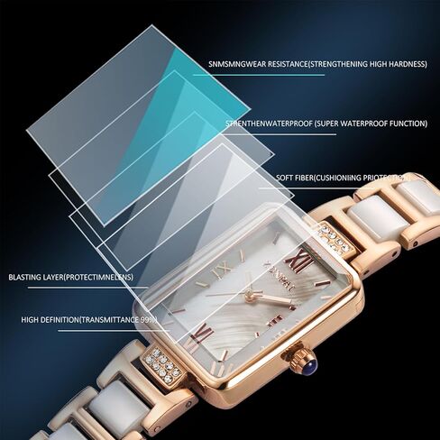 Senstone Women's Watch Rectangle Shell Dial الرخام من الفولاذ المقاوم للصدأ من الفولاذ المقاوم للصدأ سوار Wristwatch للنساء الساعات التناظرية الكوارتز in Saudi Arabia