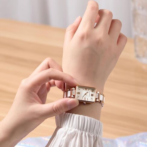 Senstone Women's Watch Rectangle Shell Dial الرخام من الفولاذ المقاوم للصدأ من الفولاذ المقاوم للصدأ سوار Wristwatch للنساء الساعات التناظرية الكوارتز in Saudi Arabia