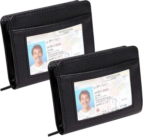 محفظة حامل بطاقات الائتمان RFID محفظة جلدية للرجال والنساء مع سحاب، سعة تخزين كبيرة in Kuwait