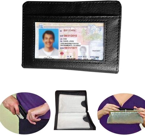 محفظة حامل بطاقات الائتمان RFID محفظة جلدية للرجال والنساء مع سحاب، سعة تخزين كبيرة in Kuwait