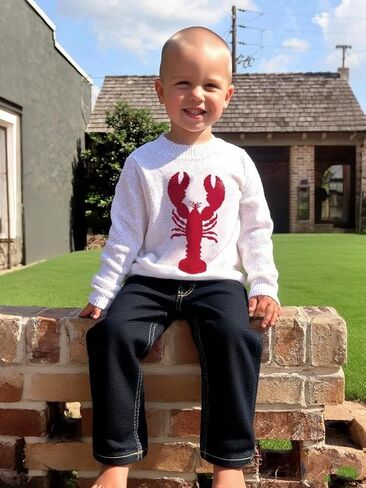 Giraropa Mommy and Me Outfits Lobster Long Sleeve Loose Knit Sweater Mom and Daughter/Son Family Matching Outfit Fall Clothes in Saudi Arabia