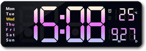 16.2" Large Digital Wall Clock Pink, Wall Decor for Living Room Bedroom with Remote Controll, 2 Alarms, LED Display, Auto DST, Temperature, Multifunctional Wall Clock Gift - Pink in Kuwait