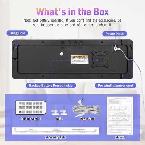 16.2" Large Digital Wall Clock Pink, Wall Decor for Living Room Bedroom with Remote Controll, 2 Alarms, LED Display, Auto DST, Temperature, Multifunctional Wall Clock Gift - Pink in Kuwait