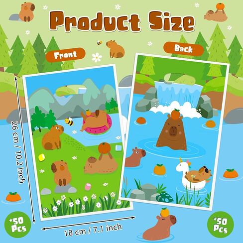 Capybara Party Favor Bags - 50Pcs Capybara Patterns Goody Candy Treat Gifts Bags, Cute Animals Themed Party Favors Supplies Decorations for Kids Boys Girls Birthday Baby Shower Animals Events in Kuwait