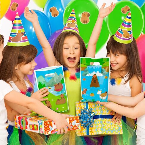 Capybara Party Favor Bags - 50Pcs Capybara Patterns Goody Candy Treat Gifts Bags, Cute Animals Themed Party Favors Supplies Decorations for Kids Boys Girls Birthday Baby Shower Animals Events in Kuwait