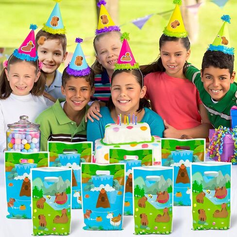 Capybara Party Favor Bags - 50Pcs Capybara Patterns Goody Candy Treat Gifts Bags, Cute Animals Themed Party Favors Supplies Decorations for Kids Boys Girls Birthday Baby Shower Animals Events in Kuwait