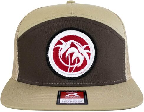 Premium 7-Panel Trucker Hat with Red Patch Design - Ideal for Fishing, Golf and Beach Outings - Embroidered Logo in Kuwait