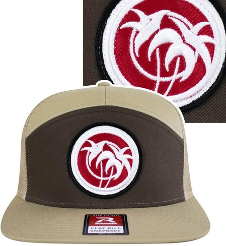 Premium 7-Panel Trucker Hat with Red Patch Design - Ideal for Fishing, Golf and Beach Outings - Embroidered Logo in Kuwait