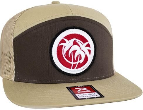 Premium 7-Panel Trucker Hat with Red Patch Design - Ideal for Fishing, Golf and Beach Outings - Embroidered Logo in Kuwait