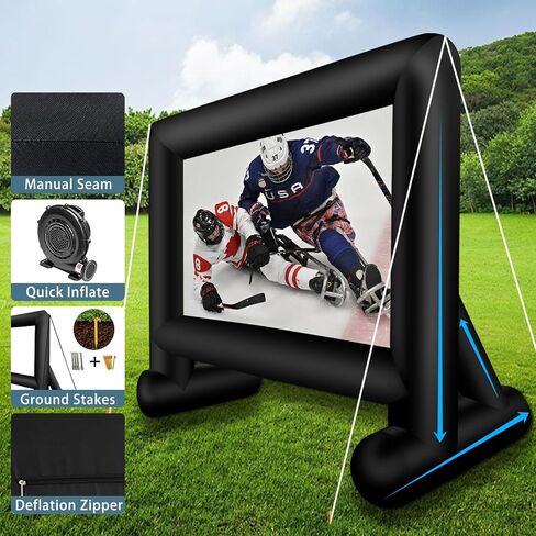 14 FT Inflatable Projector Movie Screen for Outside, Blow up Projector Screen Front/Rear Projection for Backyard Movie Night Outdoor Party in Kuwait