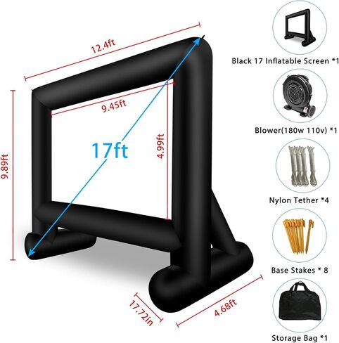 14 FT Inflatable Projector Movie Screen for Outside, Blow up Projector Screen Front/Rear Projection for Backyard Movie Night Outdoor Party in Kuwait
