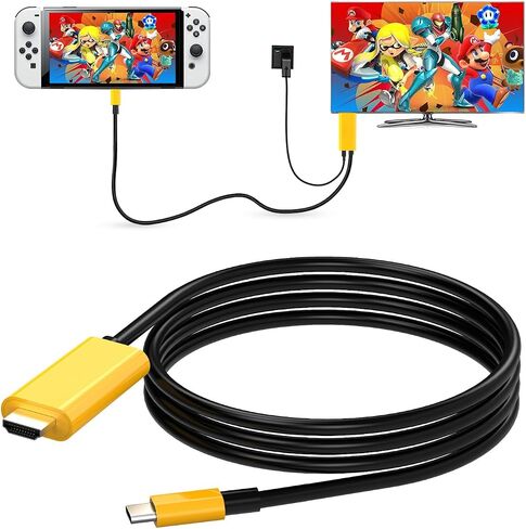USB C to HDMI Adapter Cable for Nintendo Switch Dock,6FT/1.8M Switch Docking Station for TV with 4K Switch Dock HDMI Cable, 100W Switch Charging Dock- Black with Red, Minin in Kuwait
