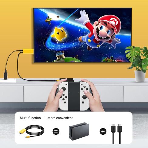 USB C to HDMI Adapter Cable for Nintendo Switch Dock,6FT/1.8M Switch Docking Station for TV with 4K Switch Dock HDMI Cable, 100W Switch Charging Dock- Black with Red, Minin in Kuwait