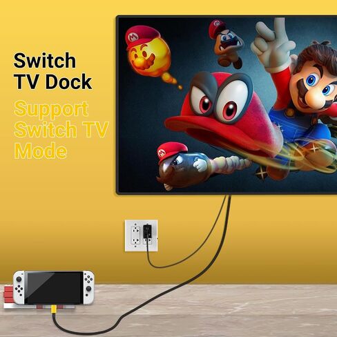 USB C to HDMI Adapter Cable for Nintendo Switch Dock,6FT/1.8M Switch Docking Station for TV with 4K Switch Dock HDMI Cable, 100W Switch Charging Dock- Black with Red, Minin in Kuwait