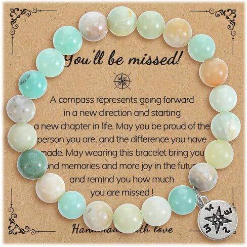 Going Away Gifts, Natural Stone Compass Bracelet Retirement Gift Goodbye Going Away Moving Gift Healing Bracelet Inspirational Gifts for Women Men Coworker Friends Farewell Retirement in Saudi Arabia