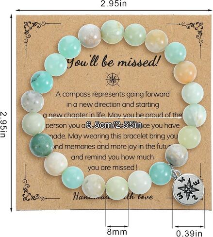 Going Away Gifts, Natural Stone Compass Bracelet Retirement Gift Goodbye Going Away Moving Gift Healing Bracelet Inspirational Gifts for Women Men Coworker Friends Farewell Retirement in Saudi Arabia