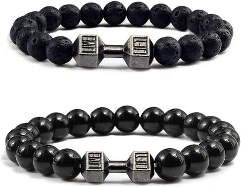 Weighted Bracelet for Men Dumbbell Bracelet for Men Mens Heavy Bracelets Mens Beaded Bracelets Gym Father's Day Jewelry Gifts in Saudi Arabia