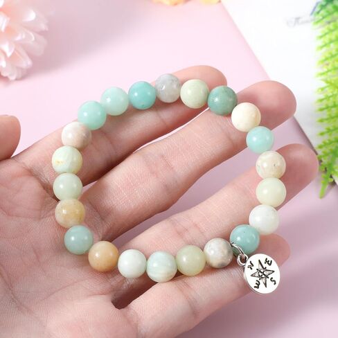 Going Away Gifts, Natural Stone Compass Bracelet Retirement Gift Goodbye Going Away Moving Gift Healing Bracelet Inspirational Gifts for Women Men Coworker Friends Farewell Retirement in Saudi Arabia