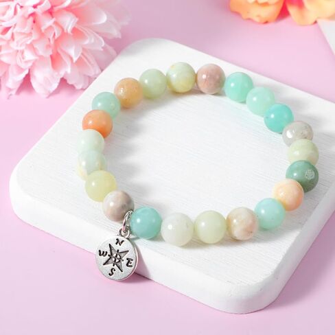Going Away Gifts, Natural Stone Compass Bracelet Retirement Gift Goodbye Going Away Moving Gift Healing Bracelet Inspirational Gifts for Women Men Coworker Friends Farewell Retirement in Saudi Arabia